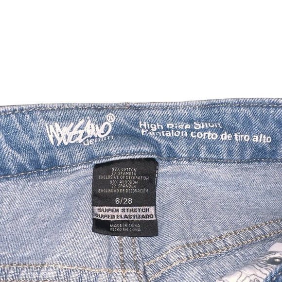 VOTE -USA Mossimo High Rise Denim Shorts with Hamburger Patch July Fourth Size 6 - Picture 7 of 8